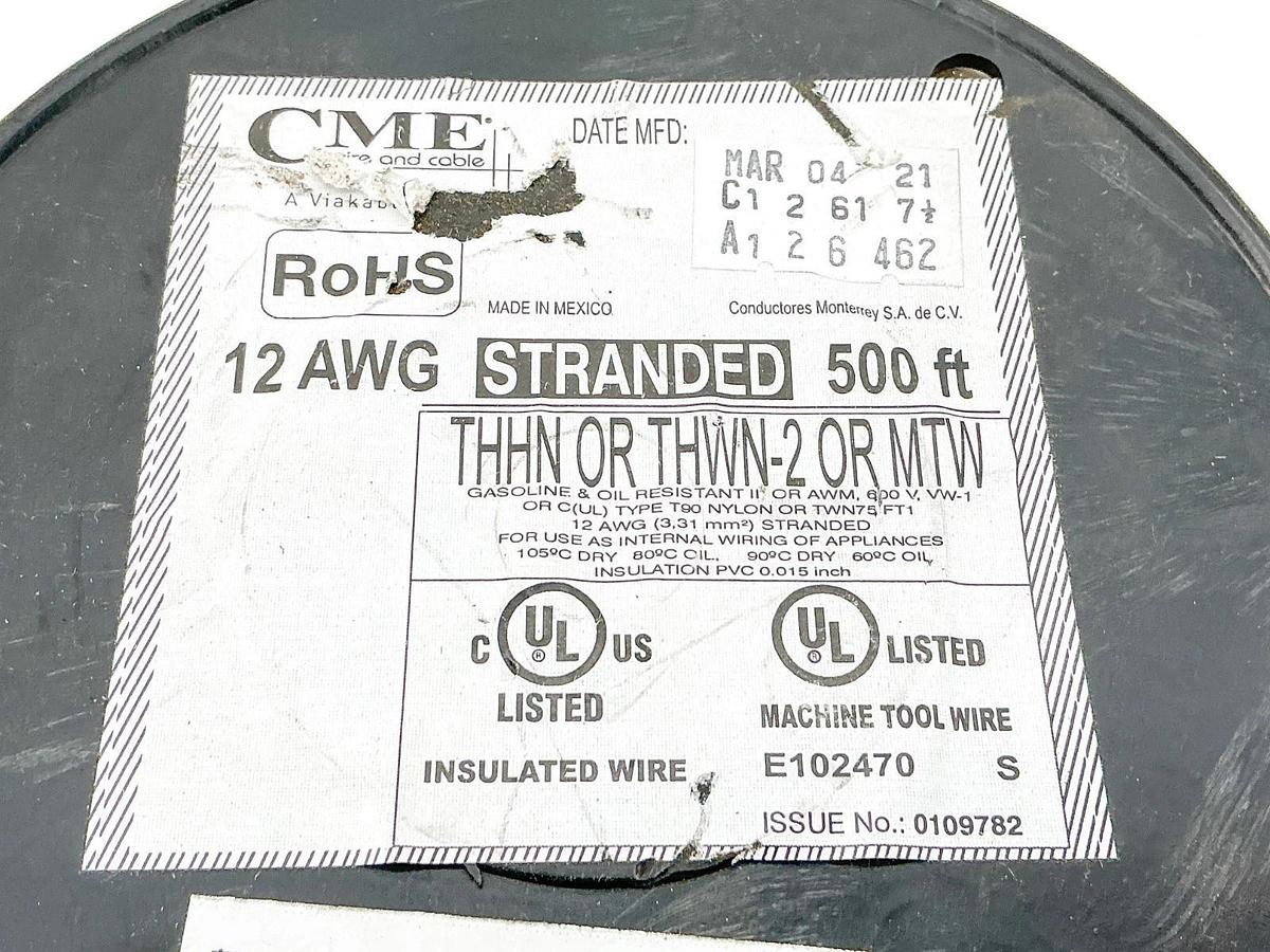 New CME E102470 12 AWG Stranded THHN OR THWN-2 OR MTW White 500ft