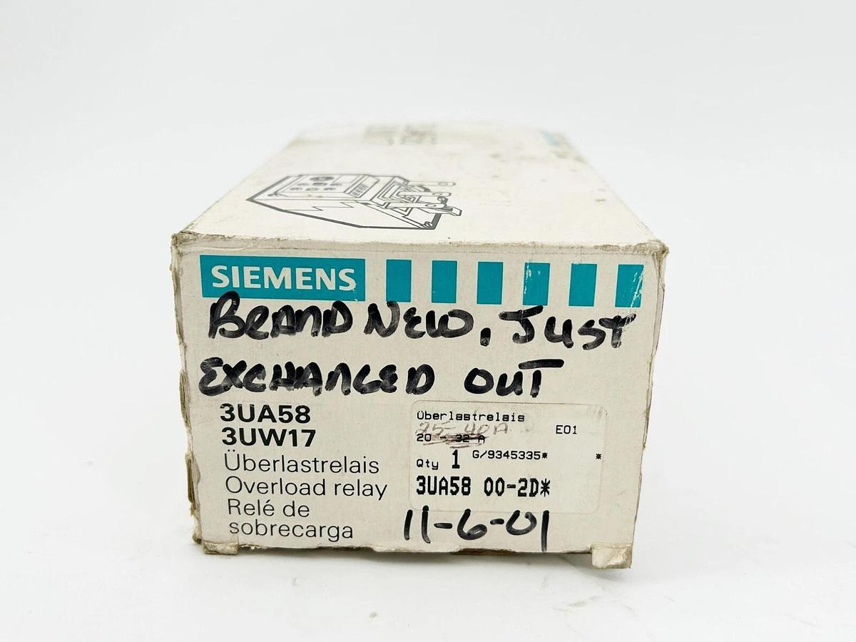 Used Siemens 3UA58 00-2E Solid State Overload Bimetal Relay 40A 600V