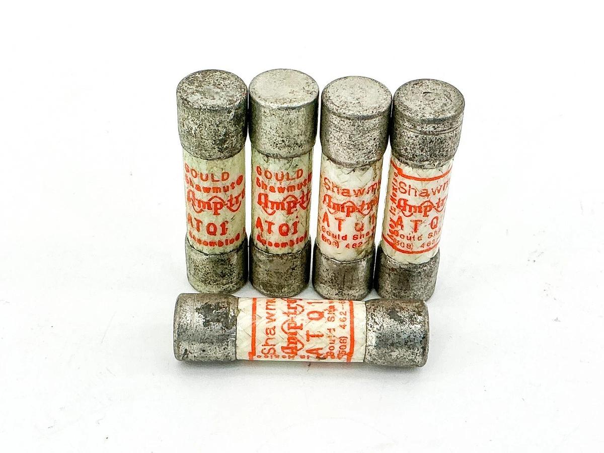New Lot of 5 Gould Shawmut ATQ1 Amp Trap Fuse 1A 500V - No Box