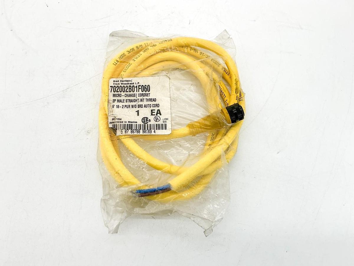 New Brad Harrison 702002B01F060 Cordset Micro-Change 2P Male 6' 18-2