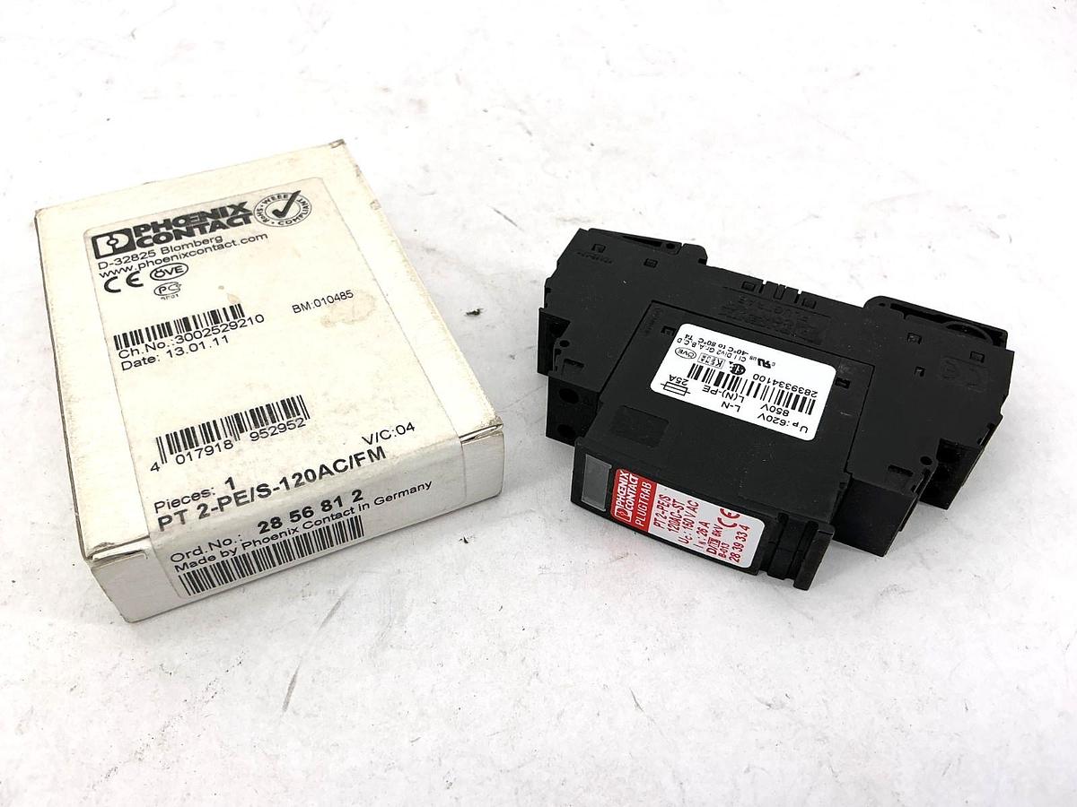 New Phoenix Contact PT-2-PE/S-120AC/FM Plugtrap Uc-150VAC In-26A 2856812