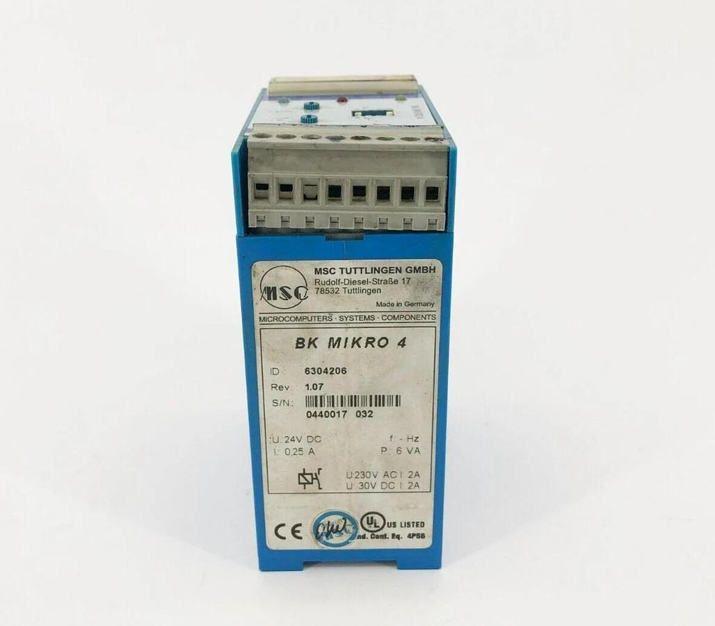 Used BK Micro 4 Controller Unit 24VDC 6304206 Rev. 1.07