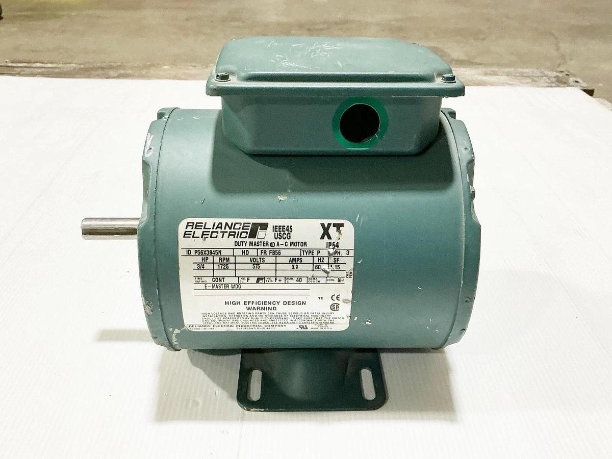 New Reliance P56X3845N Electric Motor 3/4HP 1725RPM 575V 0.9A 3PH FB56Frame