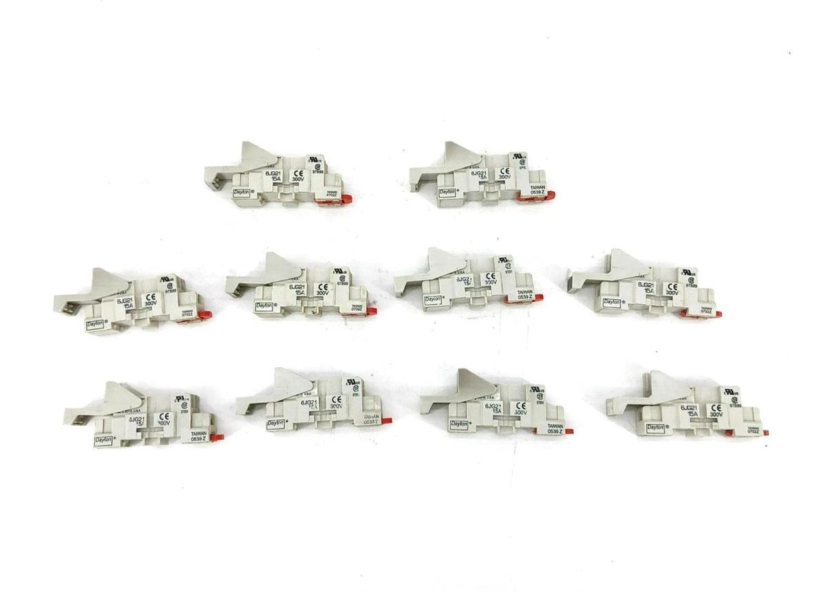 Used Lot of 10 Dayton 6JG21 Relay Bases 15A 30V