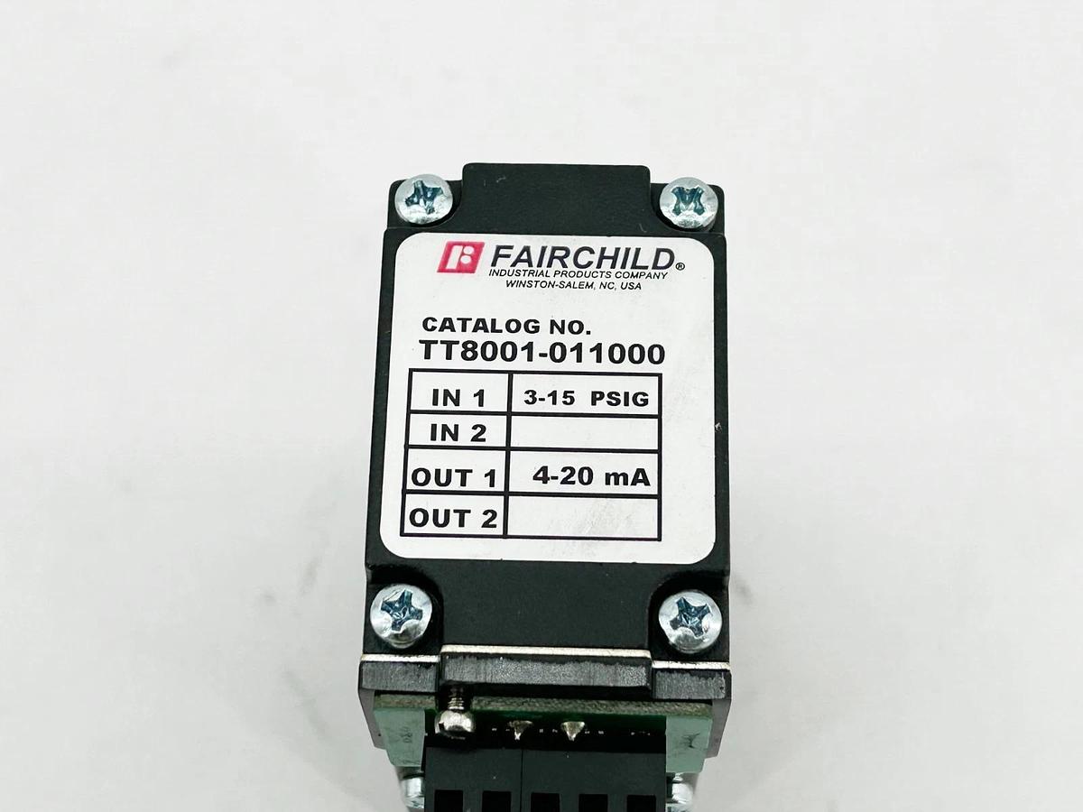 New Fairchild TT8001-011000 Pressure Transducer 3-15 PSI NSMP 20mA 1/2" NPT