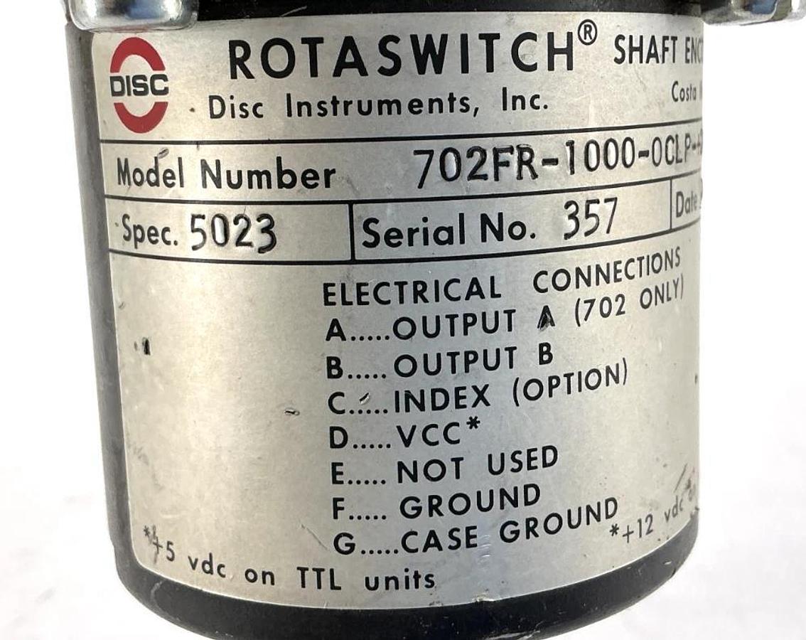 Used Disc 702FR-1000-0CLP-+24V-SS Rotaswitch Shaft Encoder 7 Pin