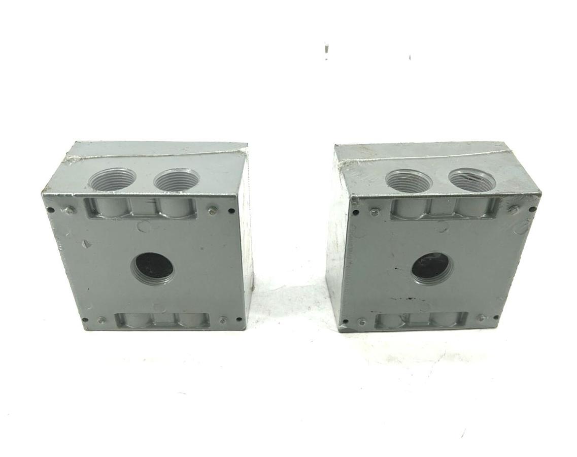 Lot of 2 New Red Dot 2IHD5-2 Weatherproof Outlet Box 3/4" 5-Hole 2-Gang LTD14-22
