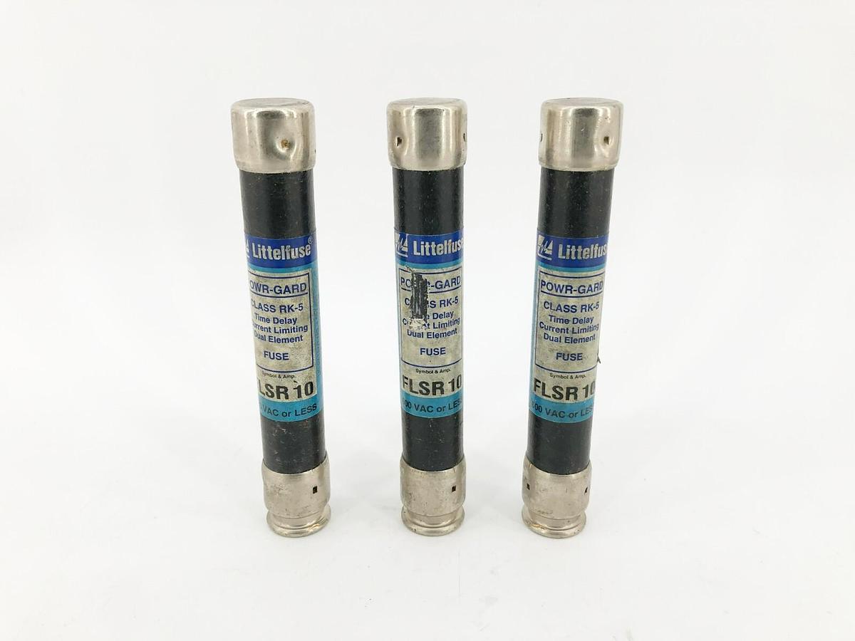 Lot of 3 New Littelfuse FLSR10 Time-Delay Fuses 10A 600VAC RK5