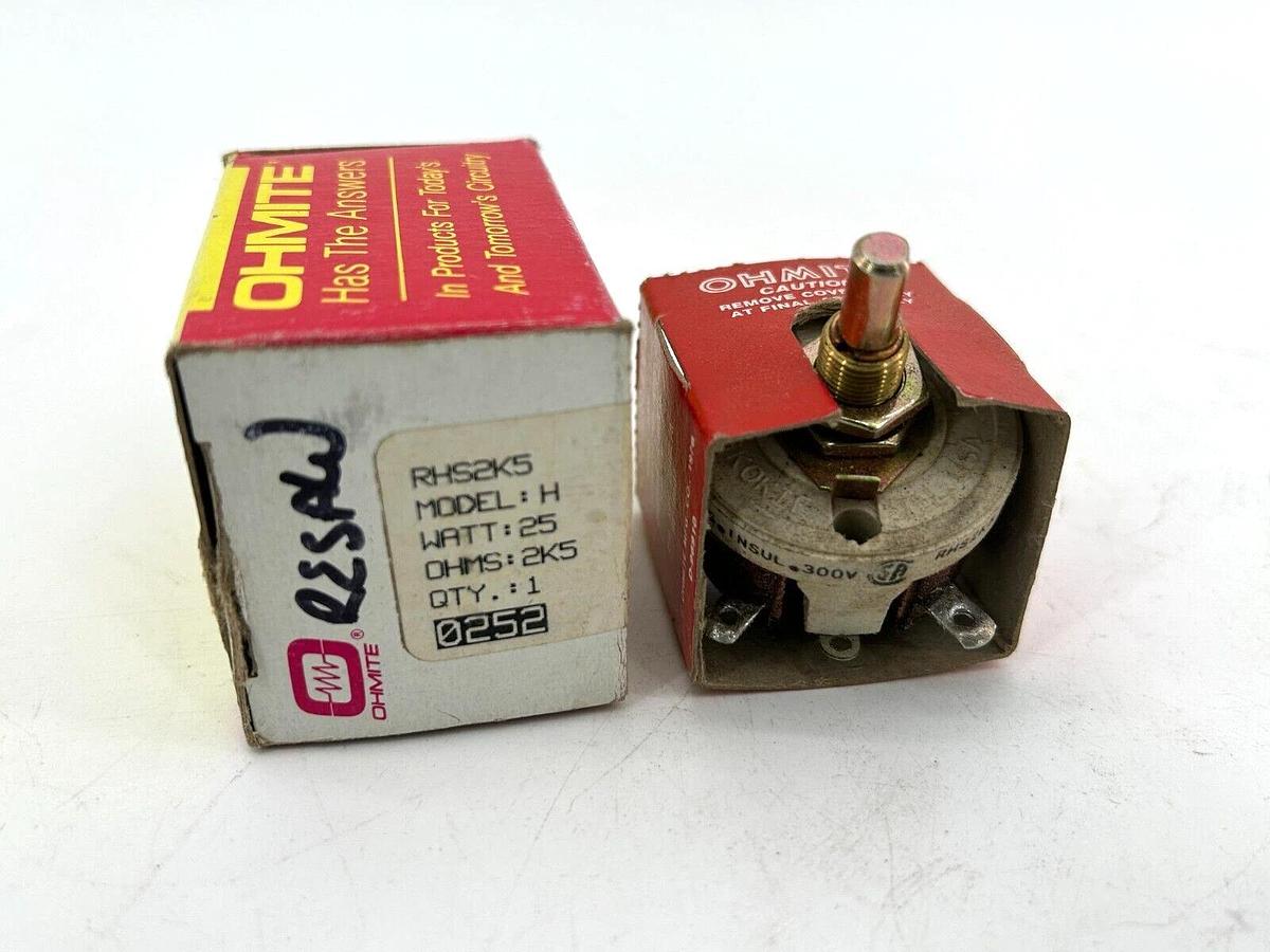 New Ohmite RHS2K5 Rheostat Wirewound Resistor 25W 2.5k Ohms 10% Tolerance