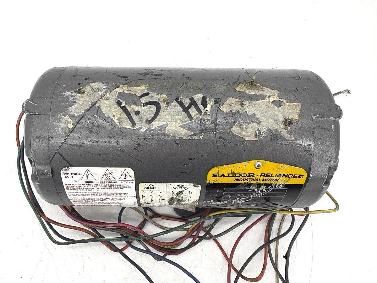 Used Baldor 33-1805-1002G1 1.5HP Motor 230/460V 60Hz 3PH 3450rpm 42YZ Frame