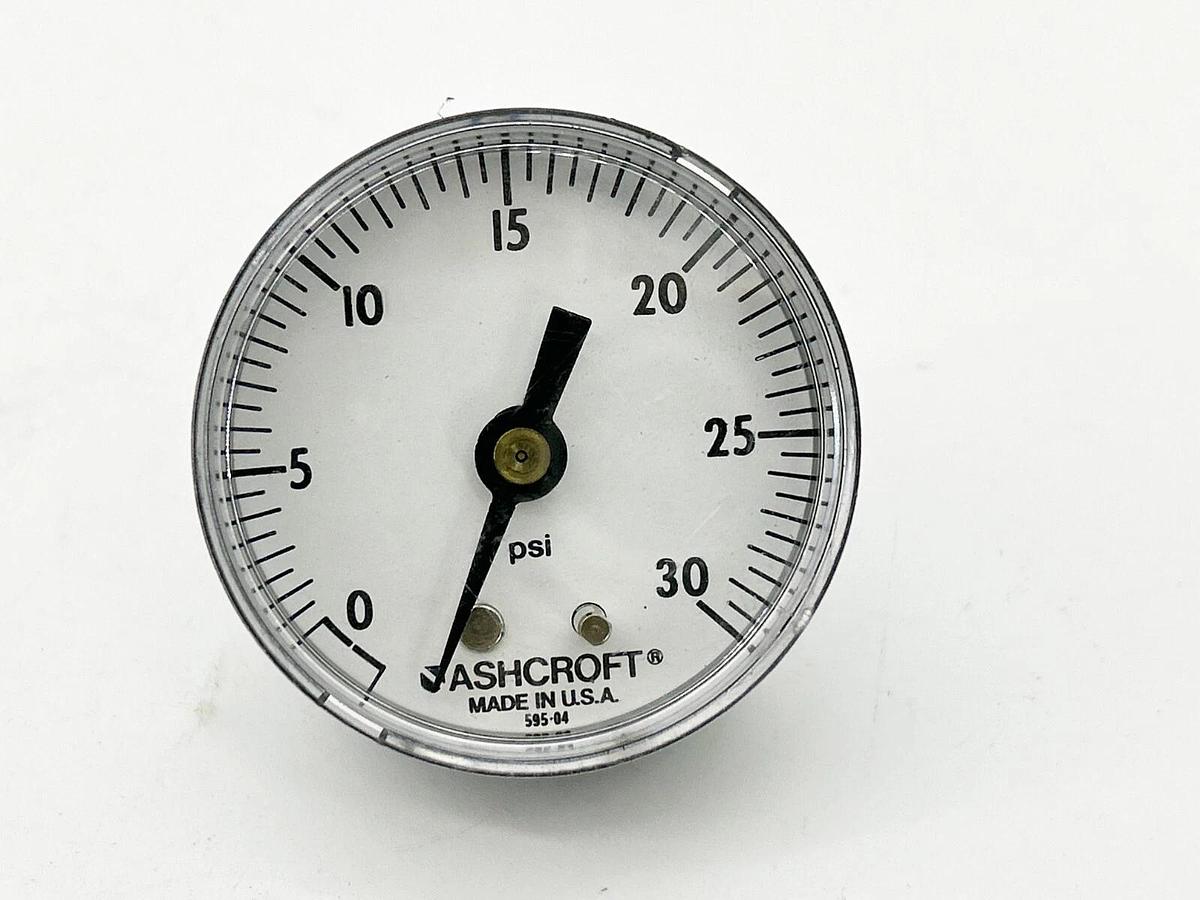 New Ashcroft 595-04 Pressure Gauge 0-30 PSI
