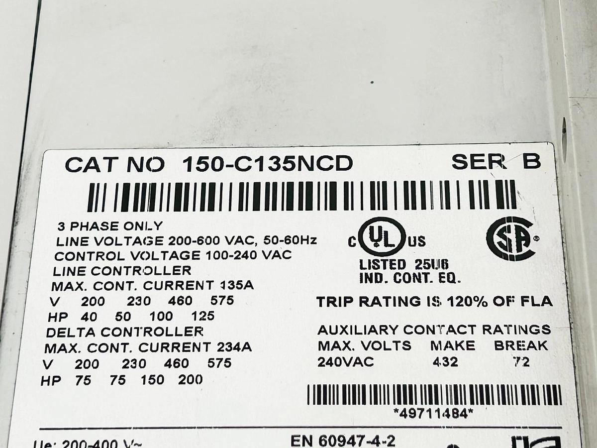 New Allen Bradley 150-C135NCD Smart Motor Controller 135A 600V 3PH - No Box