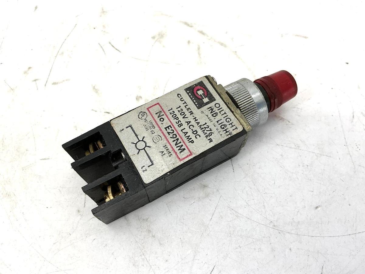 Used Cutler-Hammer E29-NM Ser A1 Oiltight Indicating Light Red 120VAC/VDC E29NM