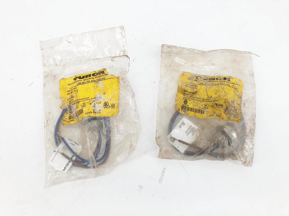 Lot of 2 New Turck RSFV 49T-0.3M Single Ended Cordsets 0.3m U-18721