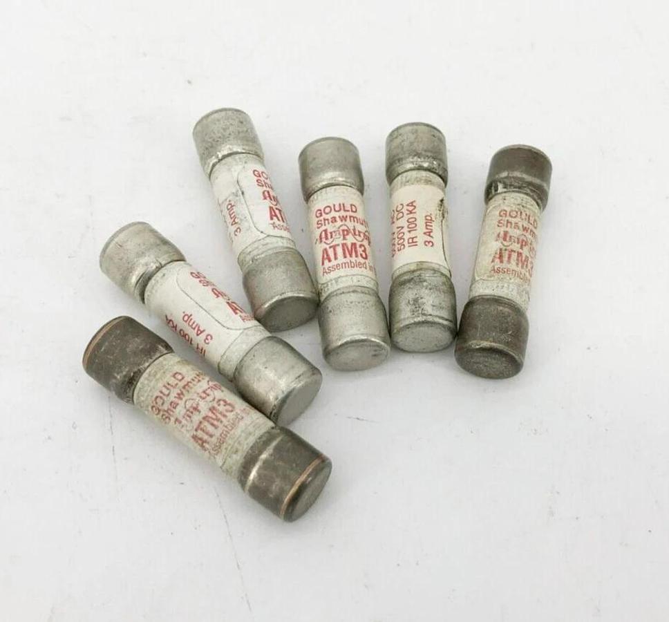 Lot of 6 New Gould Shawmut ATM3 Time Delay Fuses 3A 600VAC 500VDC