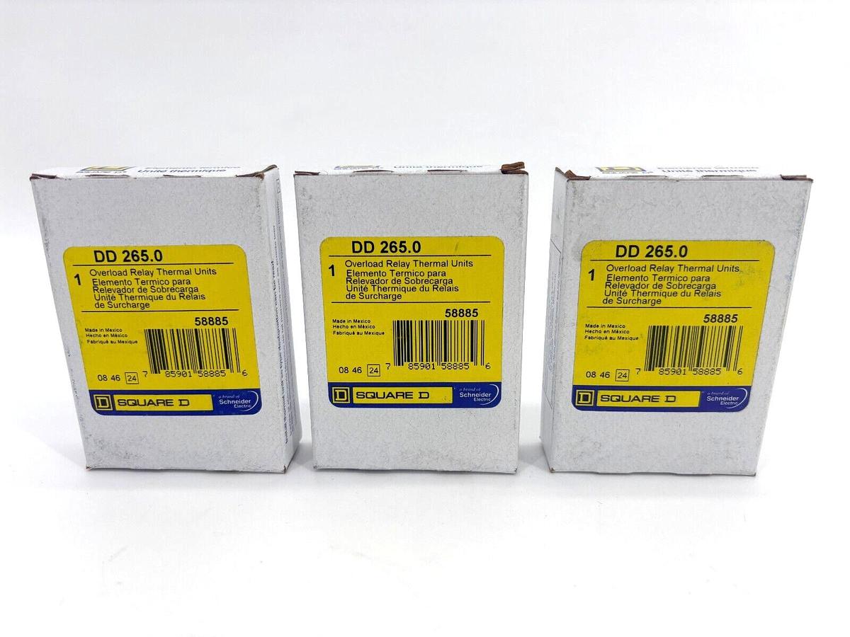 Lot of 3 New Square D DD265.0 Overload Relay Thermal Units 58885