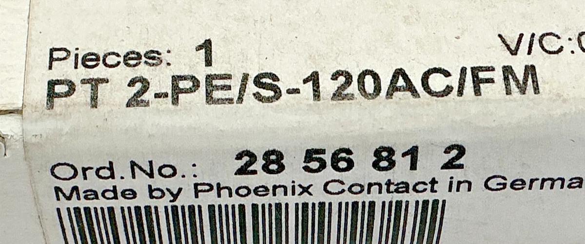 New Phoenix Contact PT-2-PE/S-120AC/FM Plugtrap Uc-150VAC In-26A 2856812