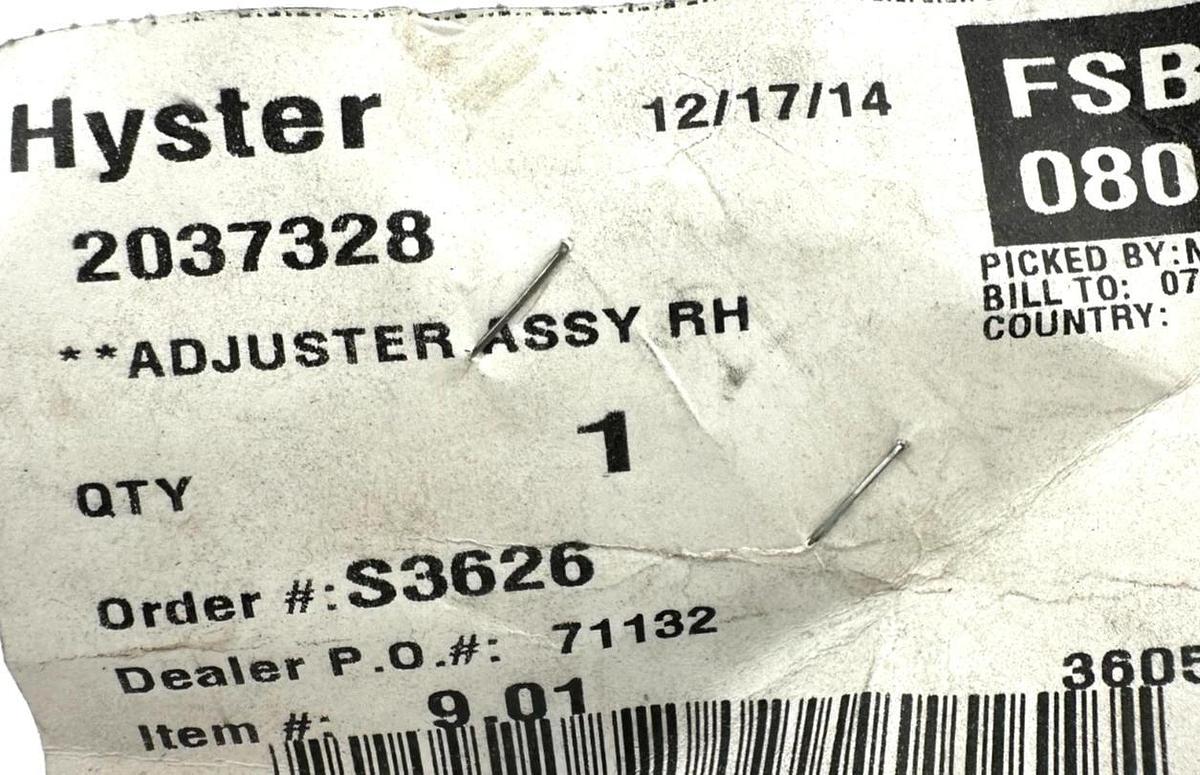 New Hyster 2037328 ADJUSTER ASSY RH Brake Adjuster Assembly Right Hand - No Box