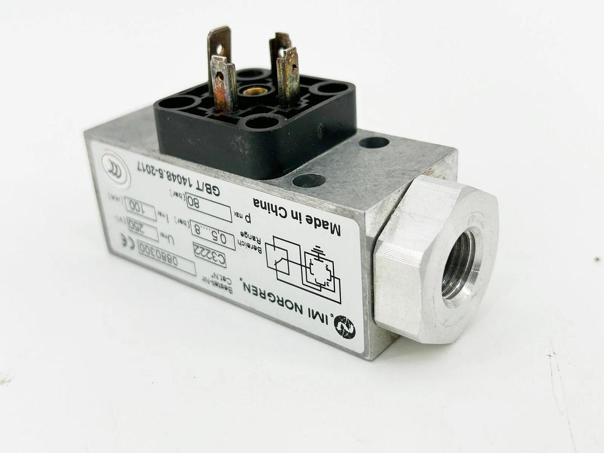 Used Norgren 0880300 Pneumatic Pressure Switch 18D Series 250V 3A 1/4 Size 116PSI