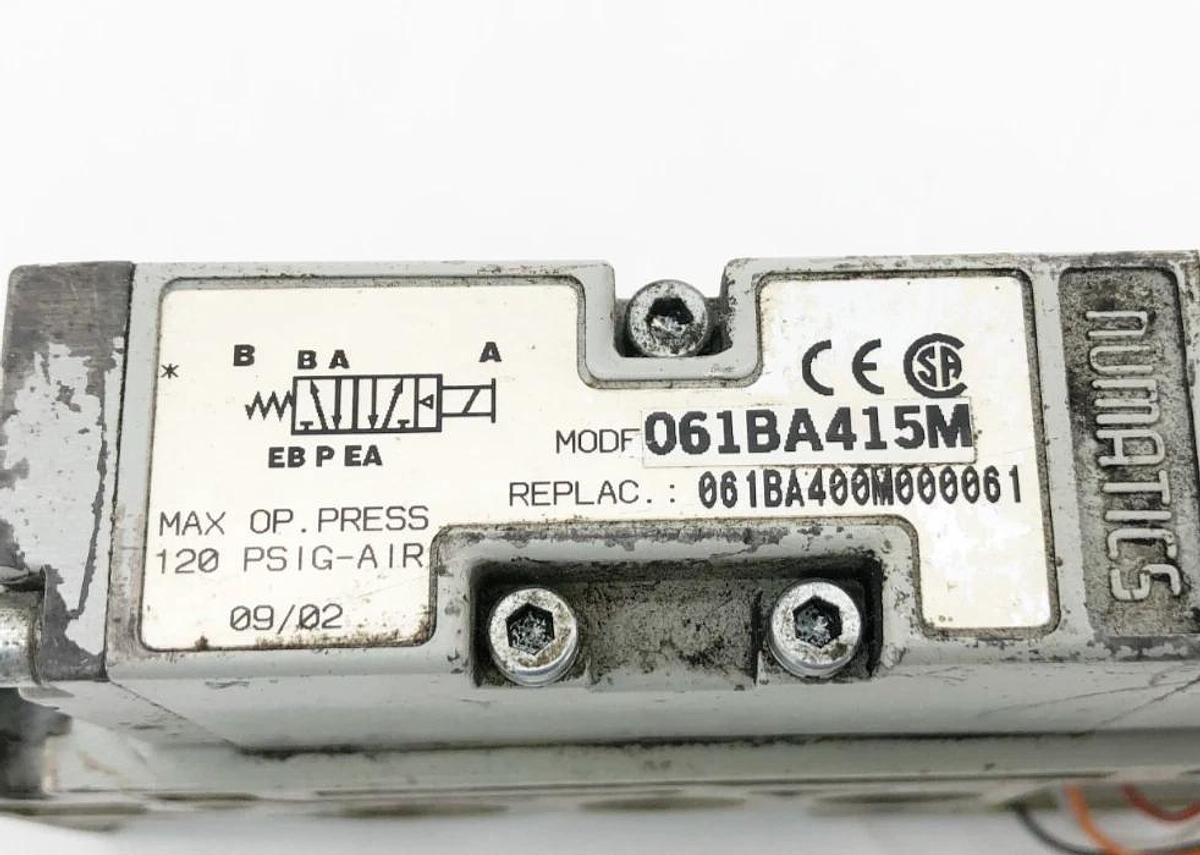 Used Numatics 061BA415M Solenoid-Pilot Actuated Valve 24VDC 120psig