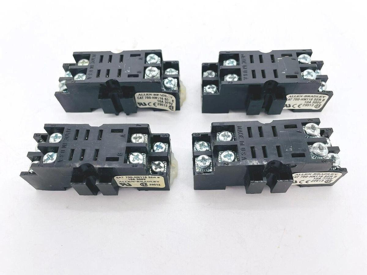 Used Lot of 4 Allen Bradley 700-HN116 8-Blade Socket for 700-HF Relays