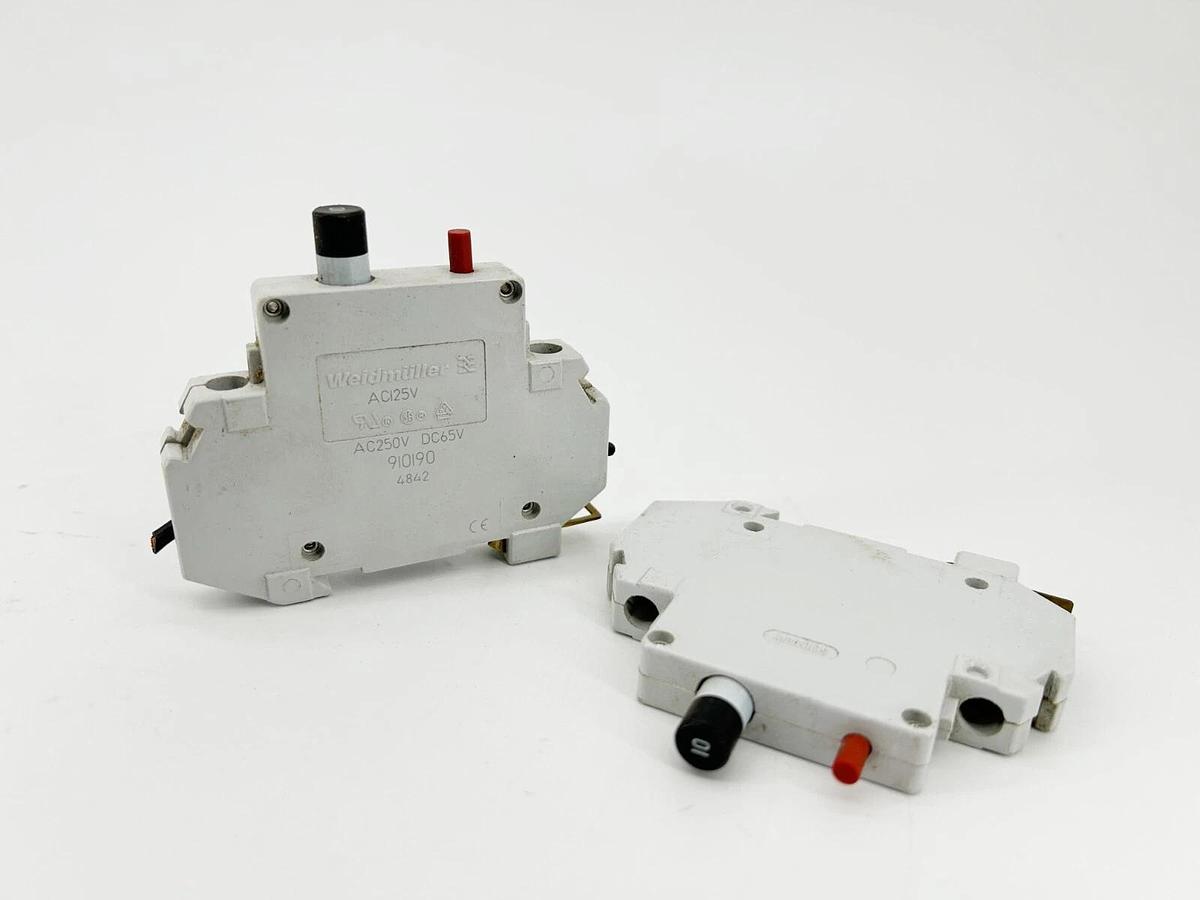 New Lot of 2 Weildmuller 91090 Circuit Breaker 10A 250V 1 Pole- No Box