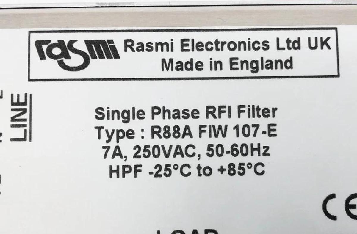 New Rasmi Electronics R88A-FIW-107-E Single Phase RFI Filter 7A 250VAC