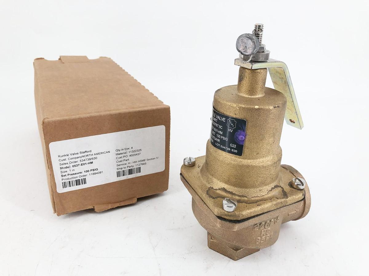New Kunkle Valve 0537-E01-HM Safety Relief Valve Bronze 1" Set 100psi