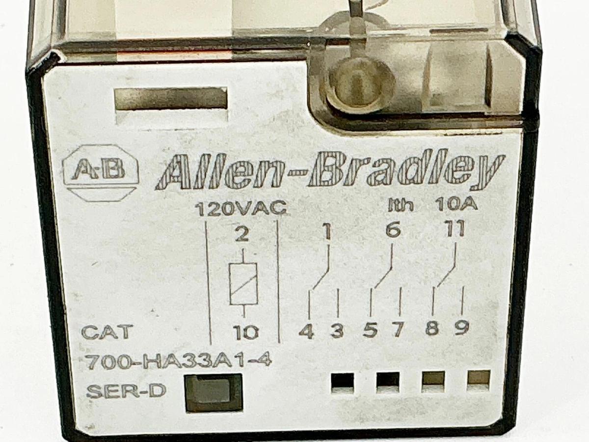 Used Lot of 3 Allen Bradley 700-HA33A1-4 General Purpose Relay 120V 10A Ser.D