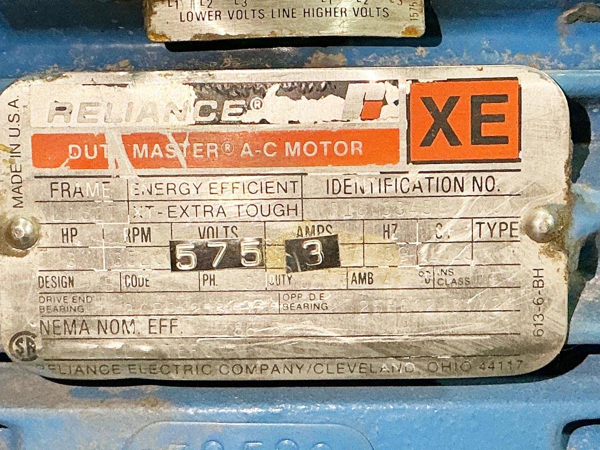 Used Reliance P1803345C XC Electric Motor 3HP 575V 3520RPM 3PH