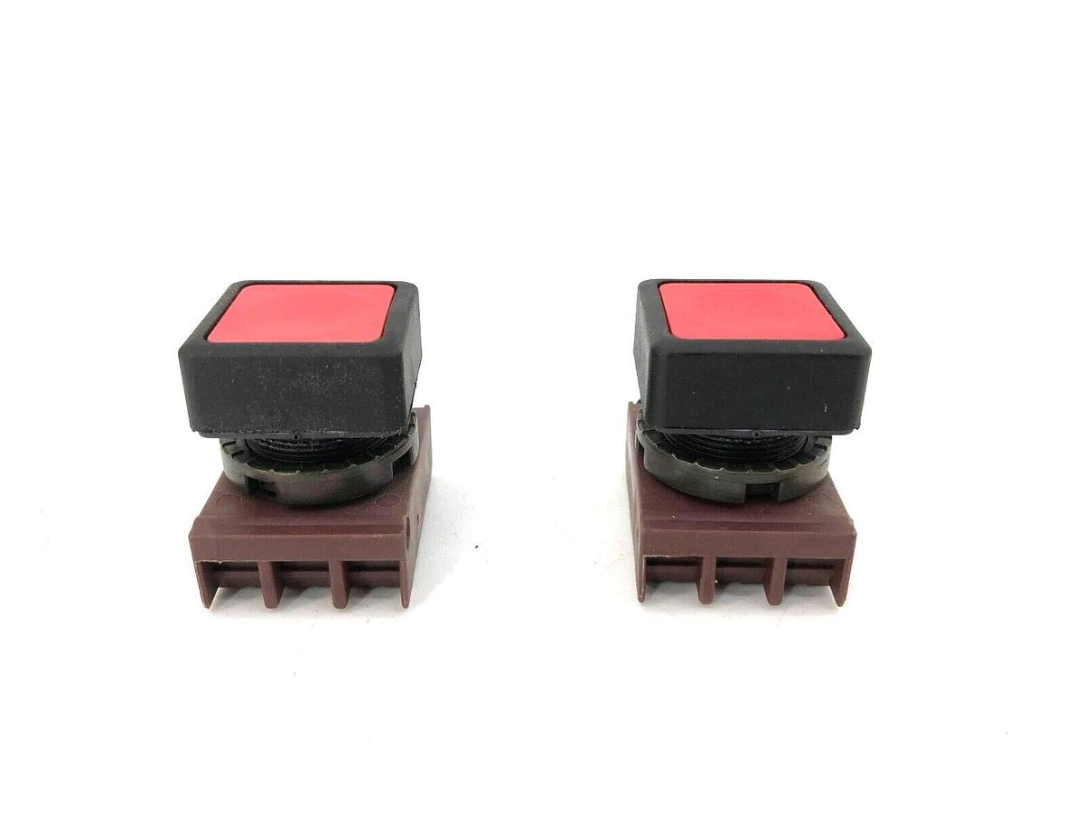 Lot of 2 New GE General Electric P9SPNRG Red Square Flush Push Buttons