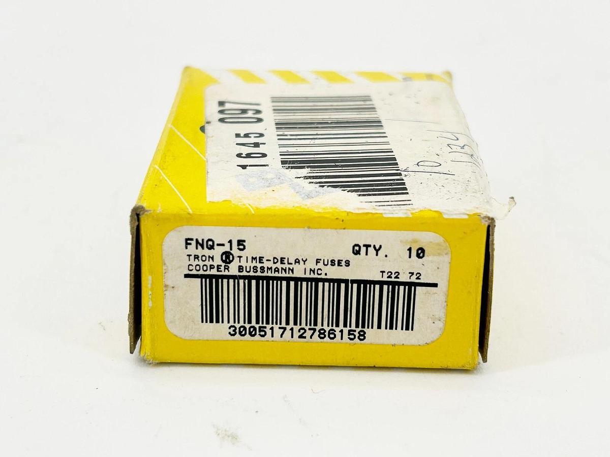 New Bussmann FNQ-15 Time Delay Fuse 15A 500V Box of 10