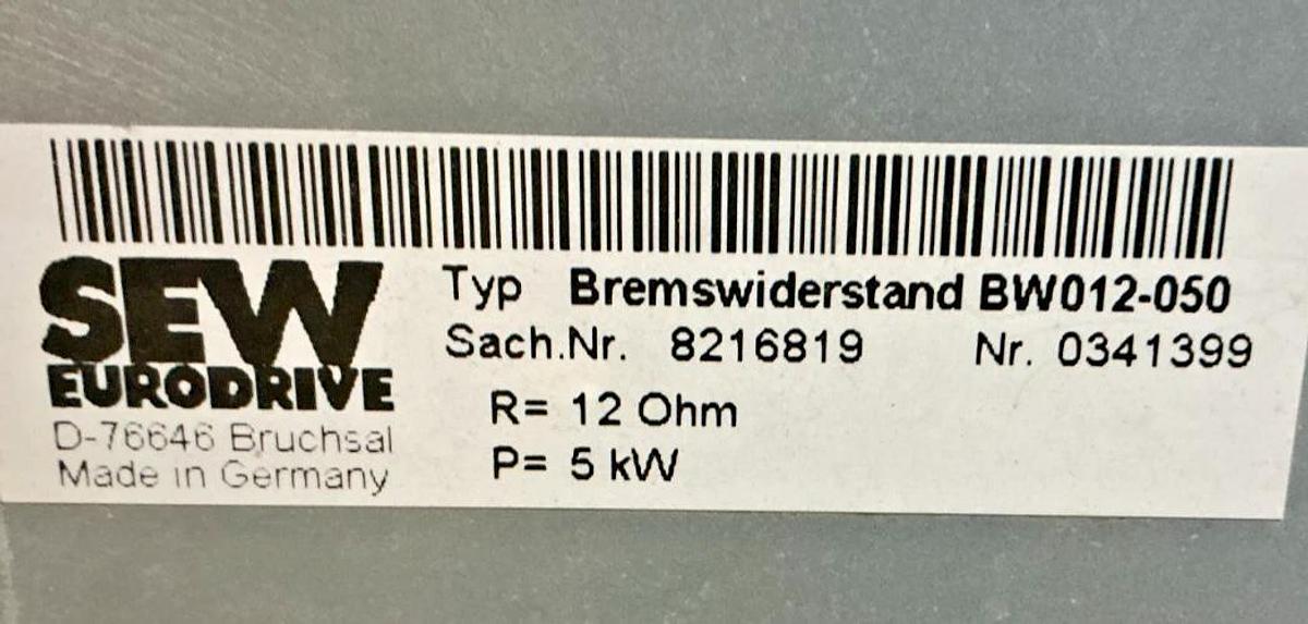 Used SEW Eurodrive BW012-050 Brake Resistor R=12OHM P=5kW 8216819 0341399