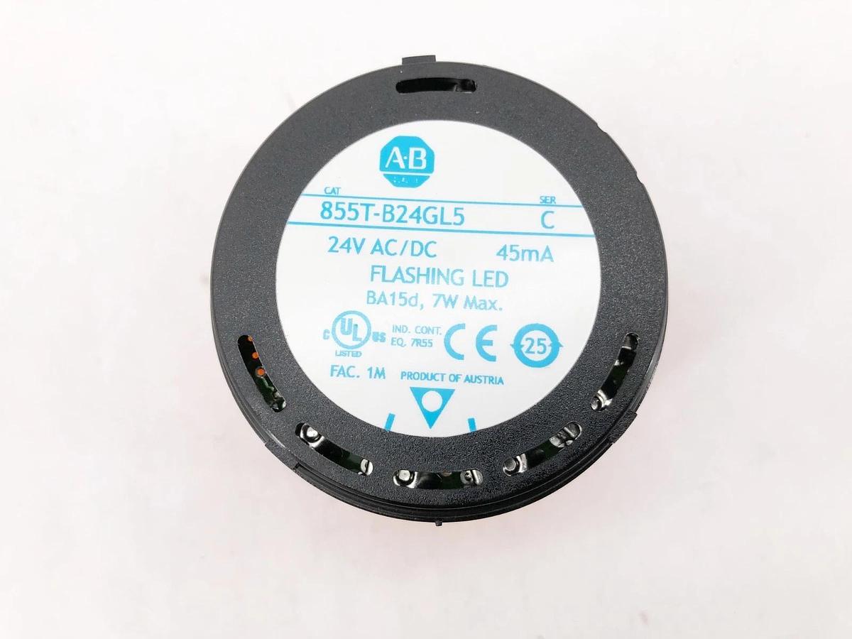 New Allen Bradley 855T-B24GL5 Ser. C Flashing LED Amber Stack Light