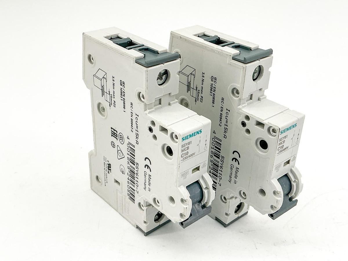 New Lot of 2 Siemens 5SY6110-7 230/400V 1P - No Box