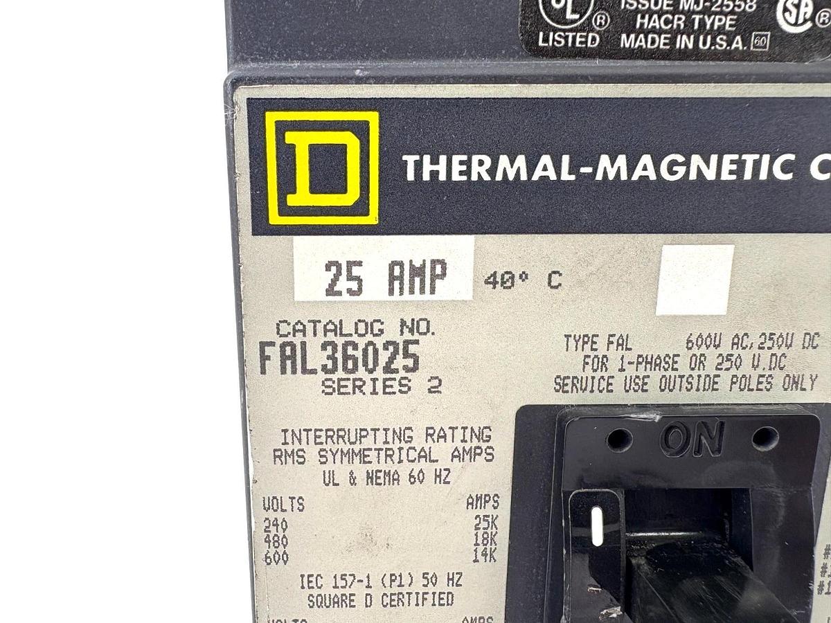 New Square D FAL36025 Circuit Breaker 25A 600V 3-Pole - No Box