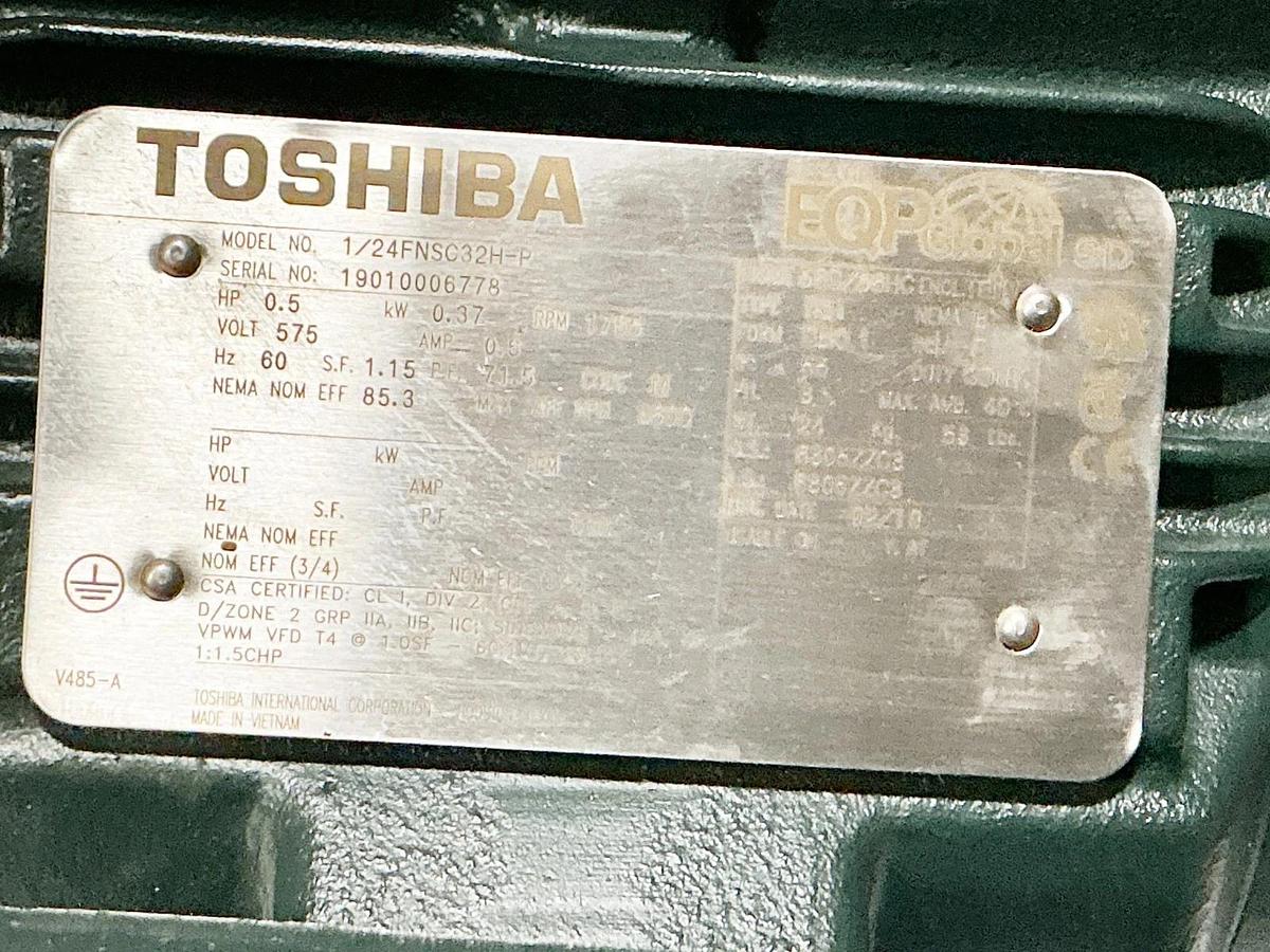 New Toshiba 1/24FNSC32H-P Electric Motor .5HP 575V 3PH 1765RPM