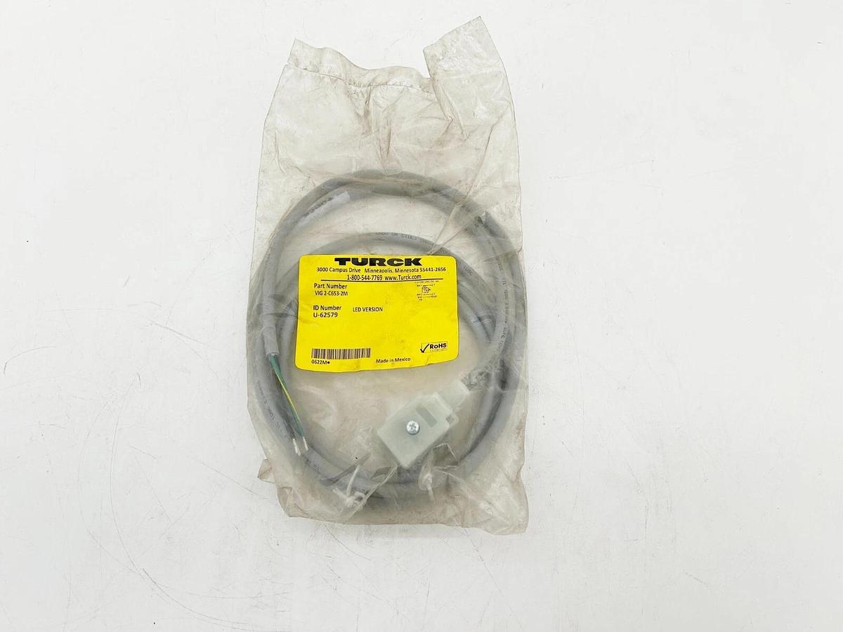 New Lot of 2 Turck VIG 2-C653-2M Single Ended Cordset Right Angle 4A 250V U-6257