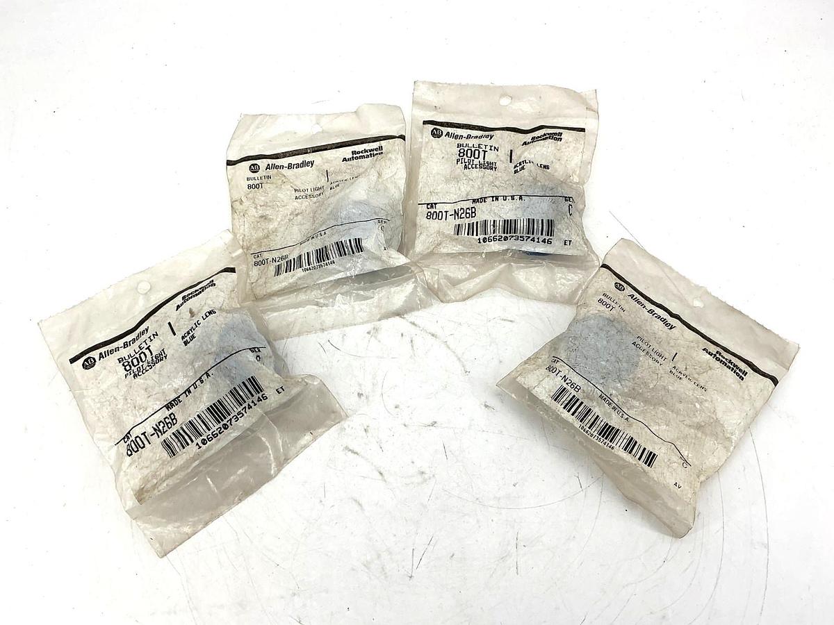 Lot of 4 New Allen Bradley 800T-N26B Ser C Pilot Light Access Acrylic Lens Blue