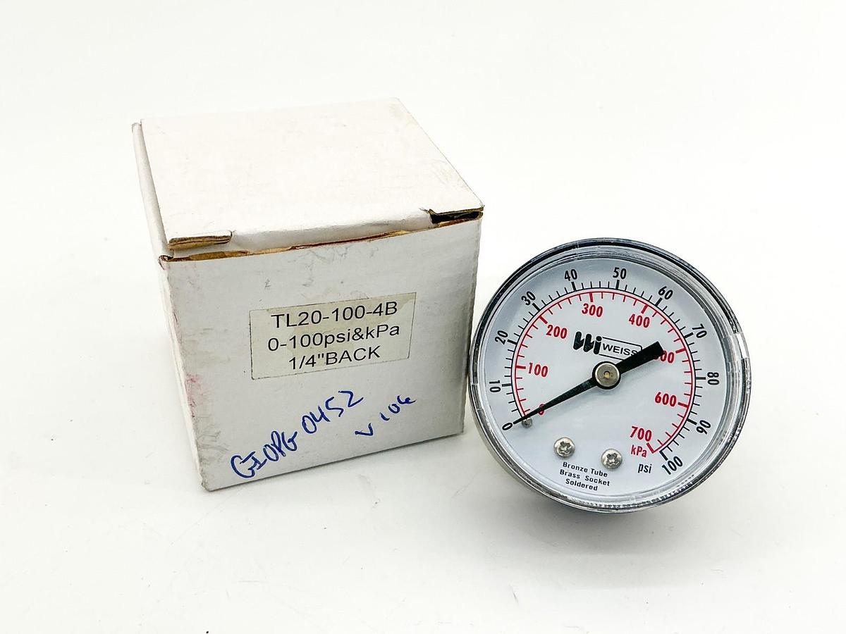 New Weiss TL20-110-4B Pressure 0-100PSI 1/4" 2" Face