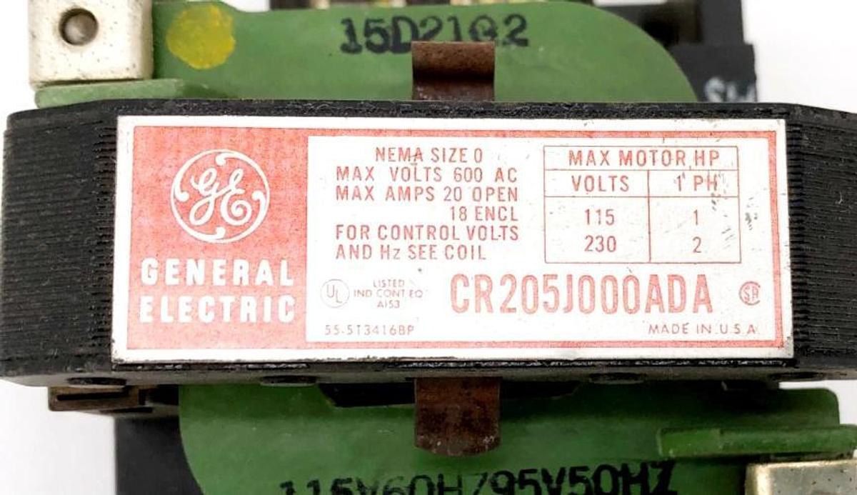 New General Electric CR205J000ADA Contactor 1 Pole 115V Coil 600V Max - No Box