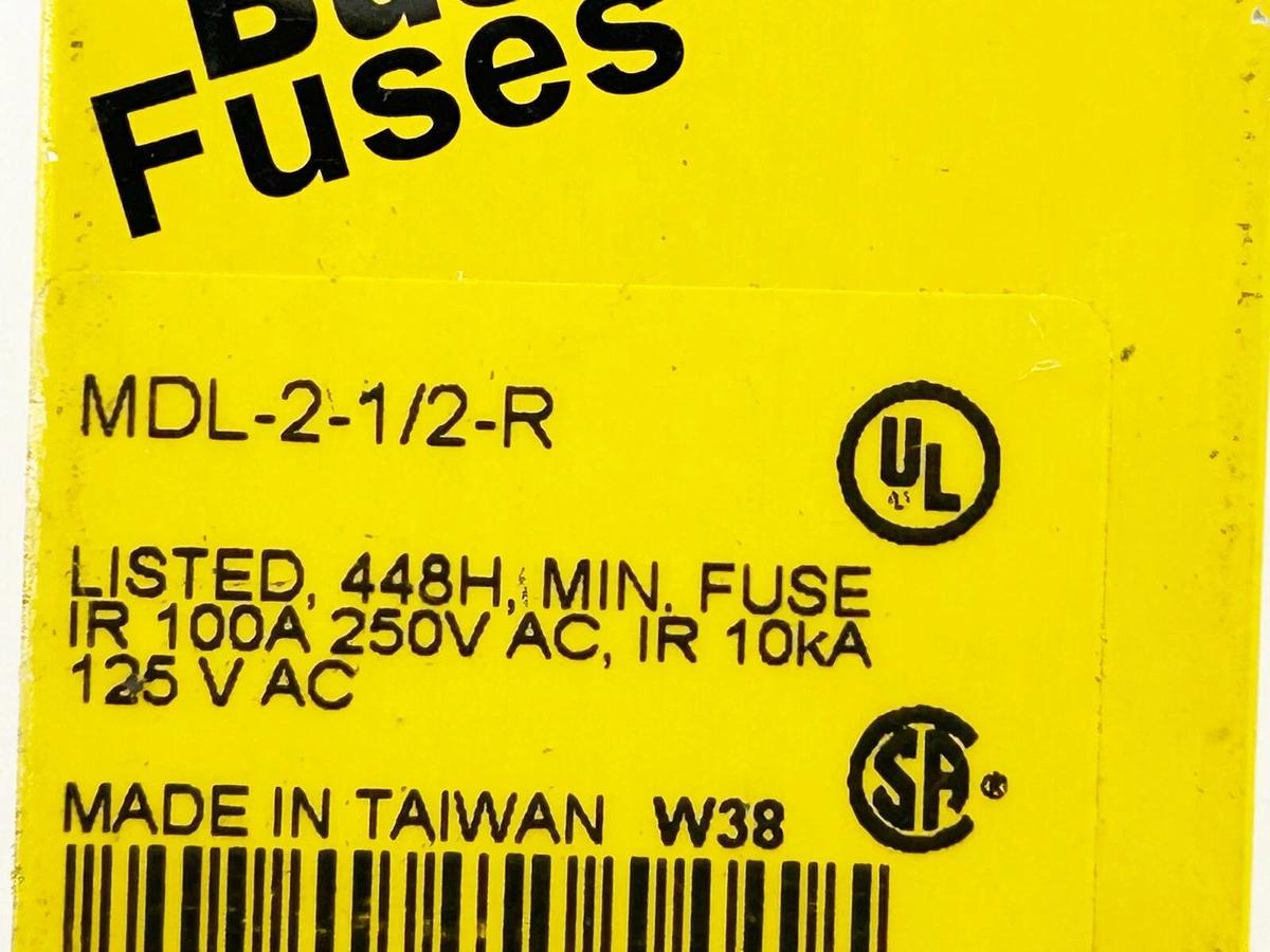 New Bussmann MDL-2-1/2-R Tube Fuse 100A 250V