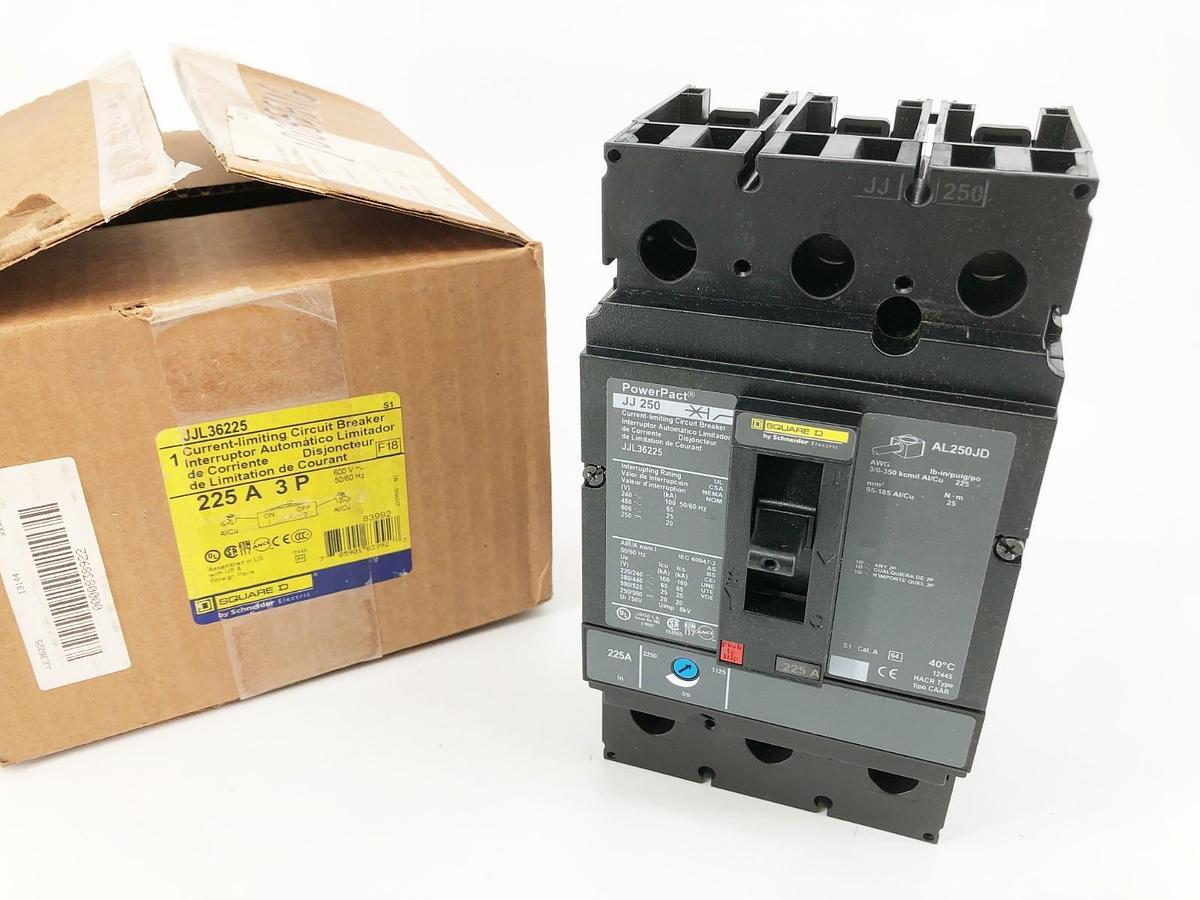 New Square D JJL36225 PowerPact Circuit Breaker 225A 3P 600V