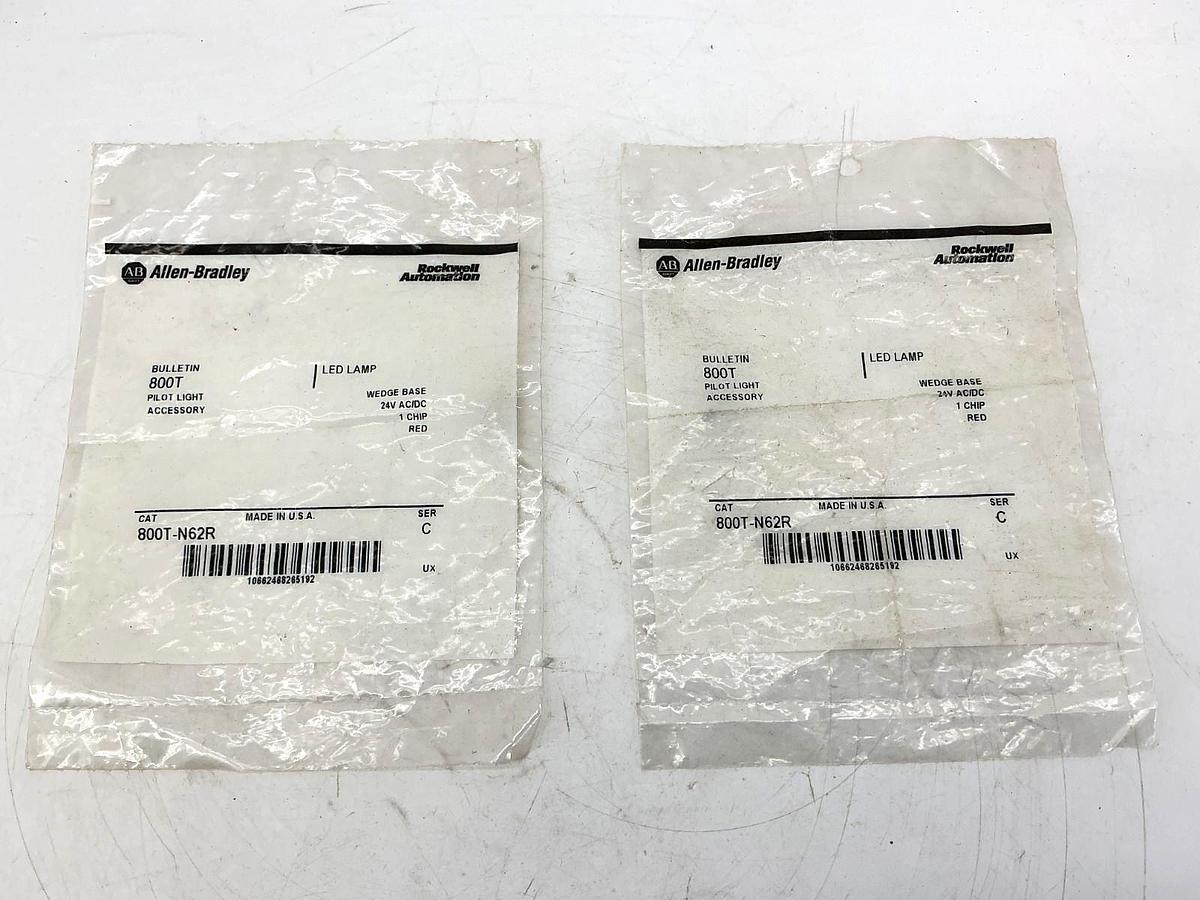Lot of 2 New Allen Bradley 800T-N62R Ser C LED Lamp Wedge Base 1 Chip Red 24V