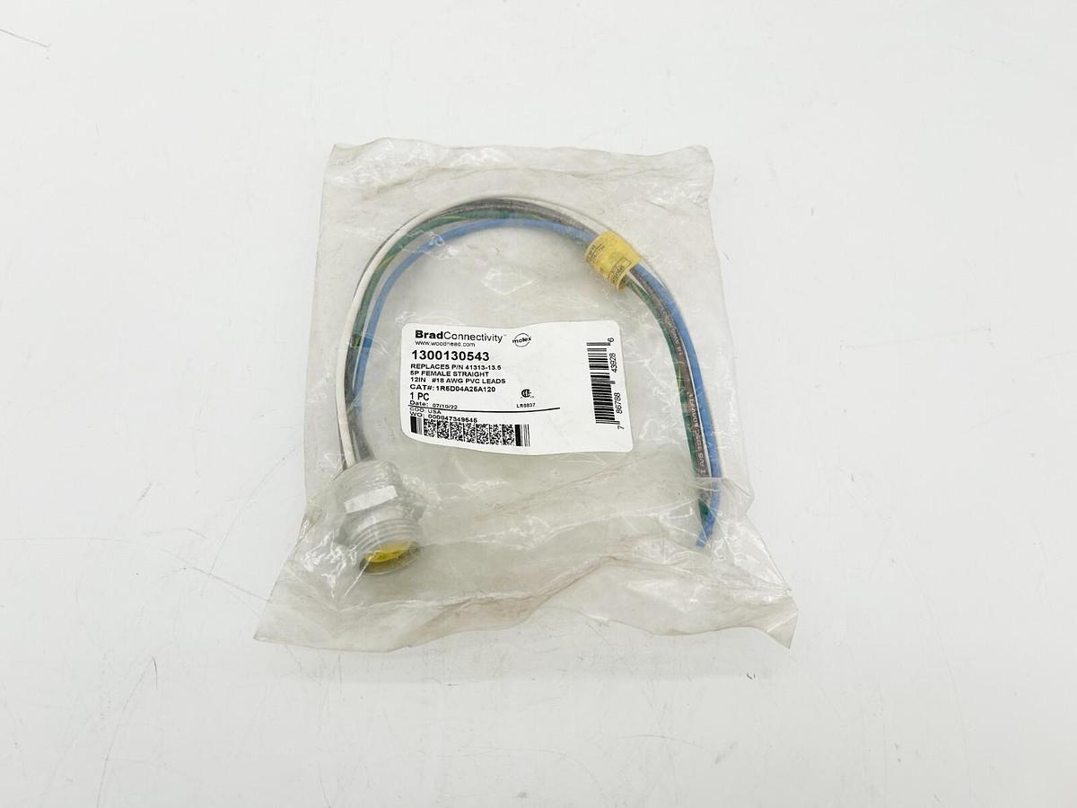 New Brad Connectivity 1R5D04A25A120 12" 18AWG PVC Leads 5P Female 1300130543