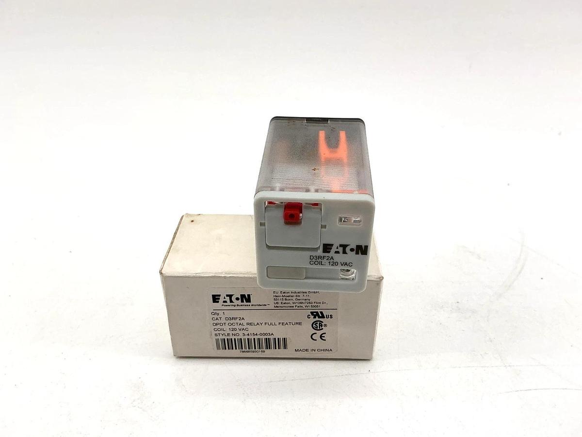 New Eaton D3RF2A Relay 120VAC Coil DPDT Octal 8-Pin