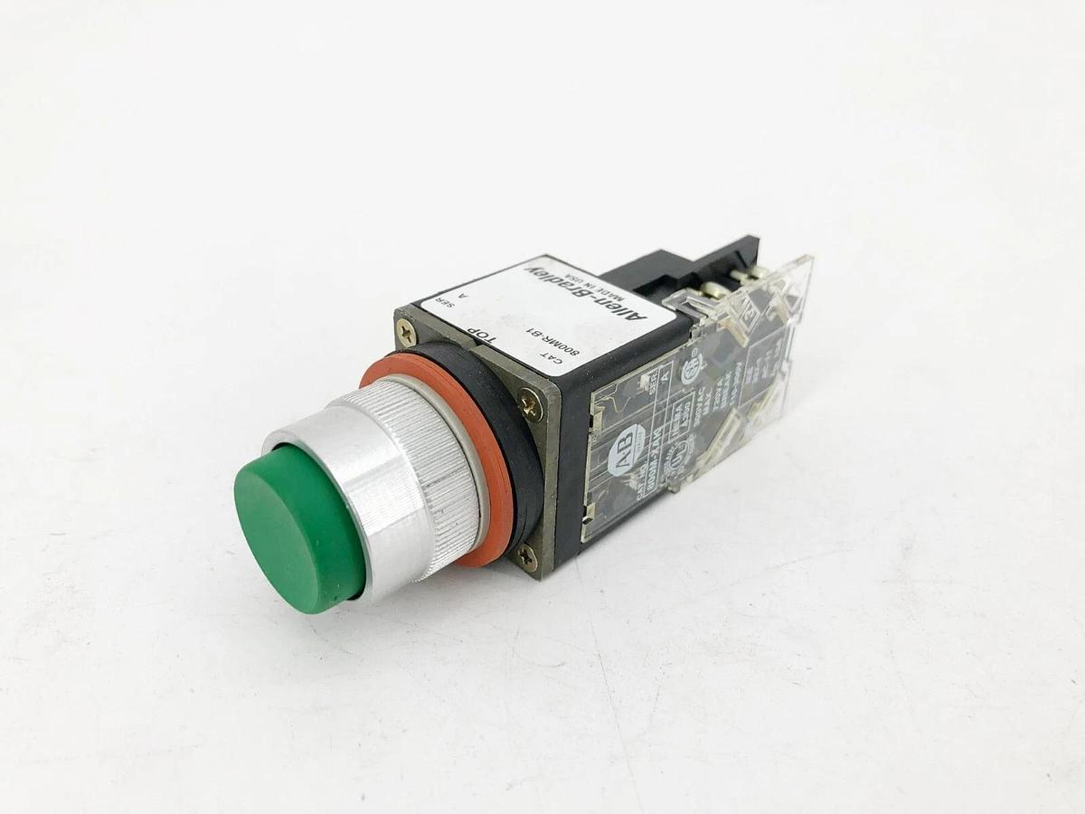 New Allen Bradley 800MR-B1AK Small Round Extended Pushbutton Green Ser. C
