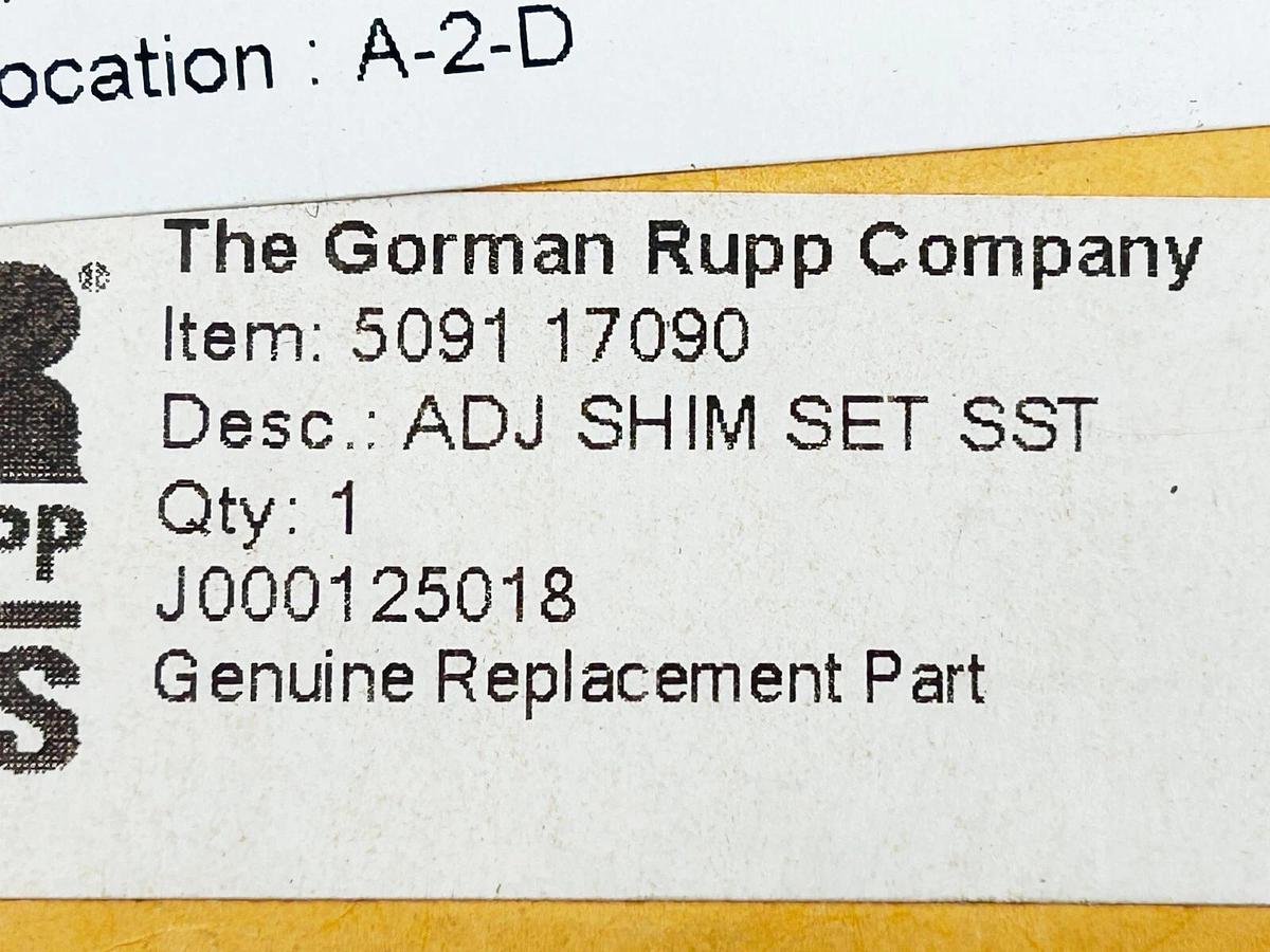 New Gorman Rupp 5091-17090 ADJ SHIM Set SST