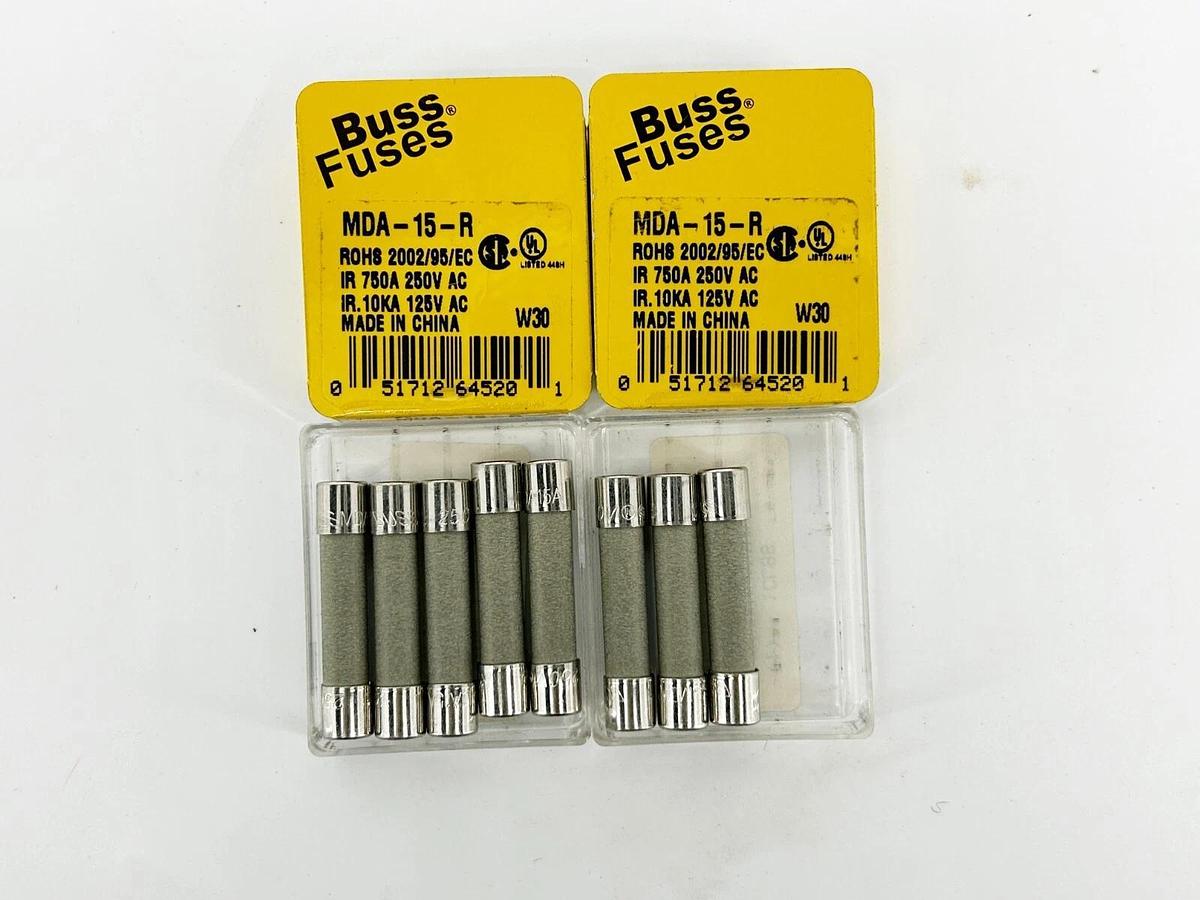 New Lot of 8 MDA-15-R Tube Fuse 15A 250V