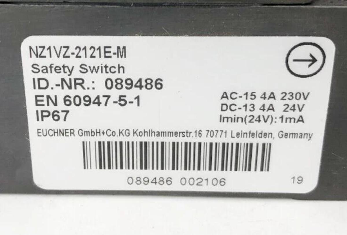 New Euchner NZ1VZ-2121E-M Safety Interlock Switch 089486